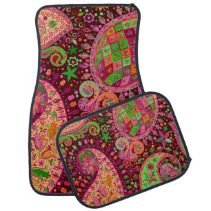 Hippy Peace Retro Hand Colorful Boho Car Floor Mat