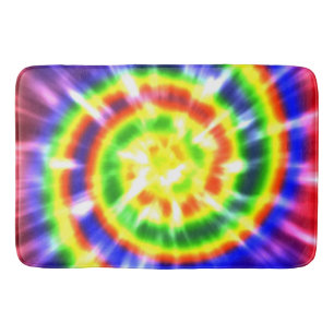Hippy Peace Retro Tie Dye Colorful Boho Bathroom Mat