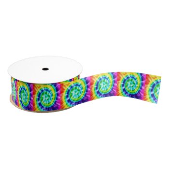 Hippy Peace Retro Tie Dye Colorful Boho Grosgrain Ribbon by Boho_Chic at Zazzle