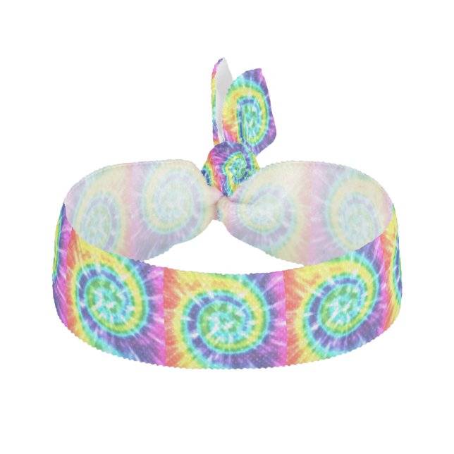 Hippy Peace Retro Tie Dye Colorful Boho Hair Tie (Front)