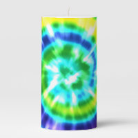 Hippy Peace Retro Tie Dye Colorful Boho Pillar Candle