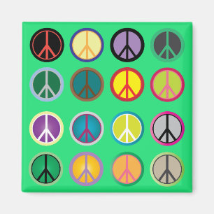 Hippy peace sign 60s colorful pattern magnet