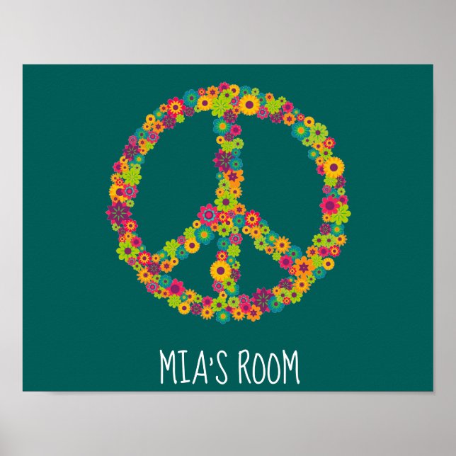 Hippy peace sign flowers girls room (Front)