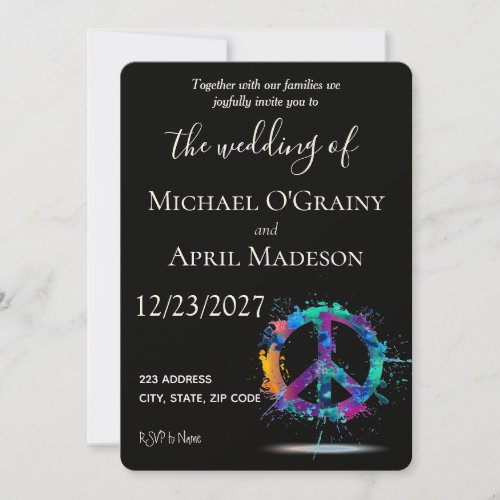 Hippy Peace Sign Wedding Invitation