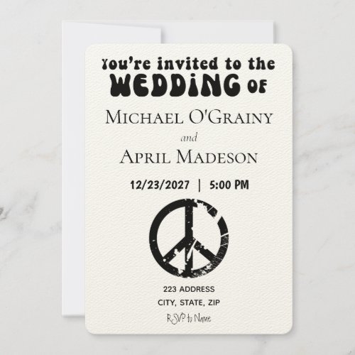 Hippy Peace Sign Wedding Invitation