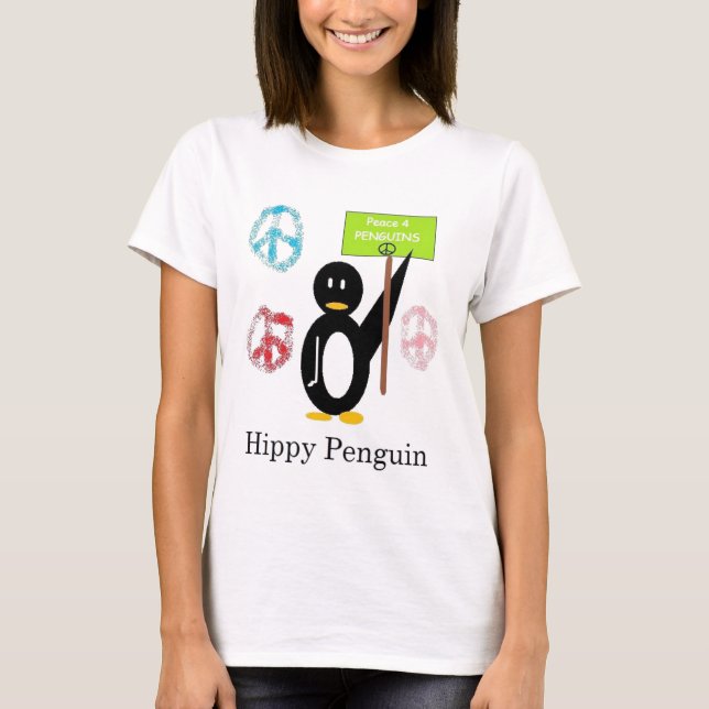 Hippy Penguin double design T-Shirt (Front)