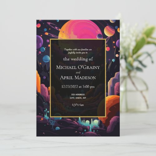 Hippy Psychedelic 70s 60s Wedding Invitation