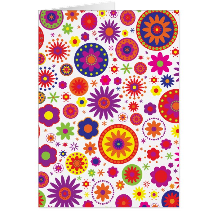 Hippy Rainbow Flowers Cards
