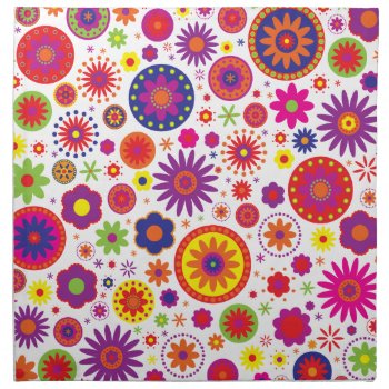 Hippy Rainbow Flowers Cloth Napkin by hippygiftshop at Zazzle