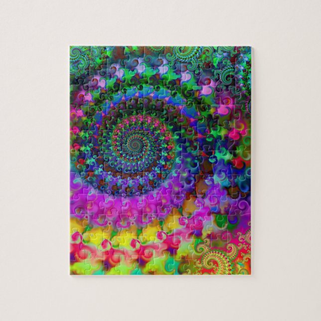 Hippy Rainbow Fractal Pattern Jigsaw Puzzle (Vertical)