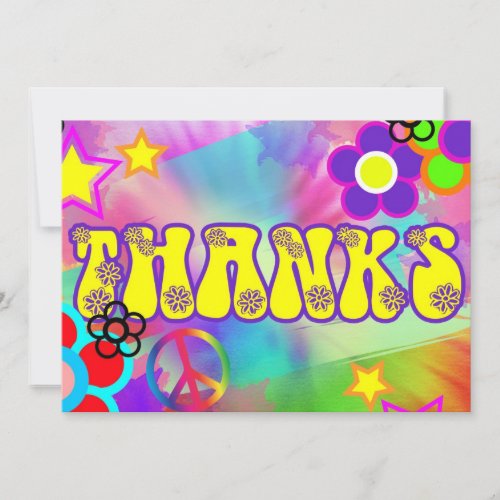 Hippy rainbow retro thank you card