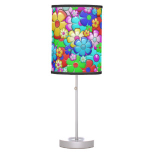 Hippy retro floral art table lamp