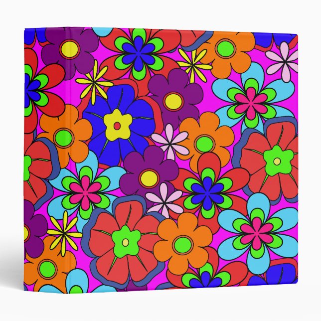 Hippy Retro Flowers Binder (Front/Spine)