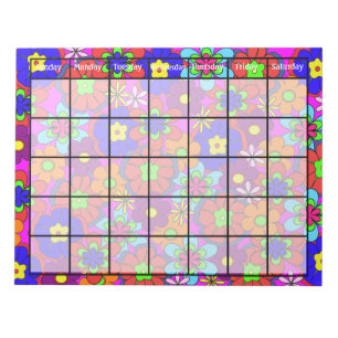 Hippy Retro Flowers Calendar Notepad