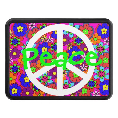 Hippy Retro Flowers Green Peace Hitch Cover