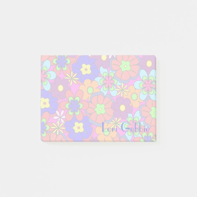 Hippy Retro Flowers Post-it Notes (Front)
