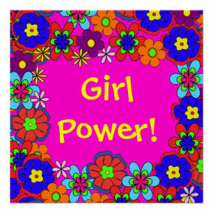 Hippy Retro Flowers Poster