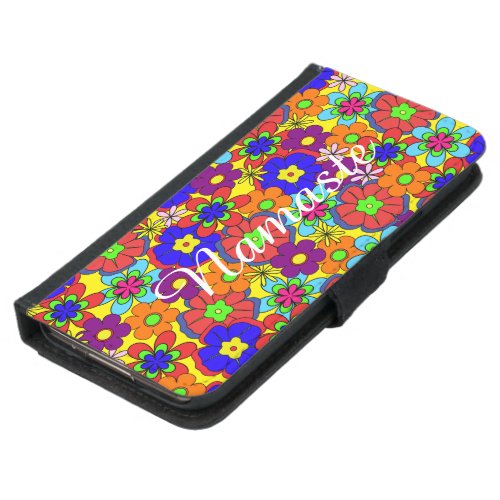 Hippy Retro Flowers Wallet Phone Case For Samsung Galaxy S5