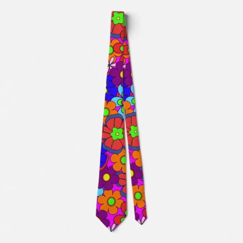 Hippy Retro Flowers Tie