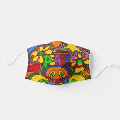 Hippy Retro Peace Art Cloth Face Mask