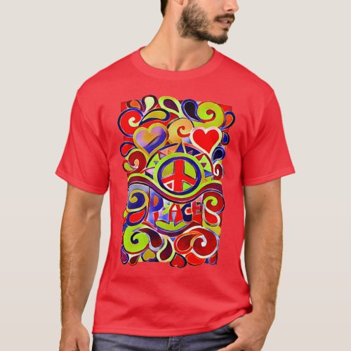 Hippy Retro Peace Art  T_Shirt