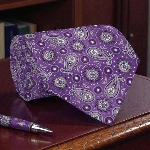 Hippy Retro Purple Paisley Necktie Tie