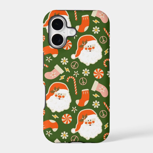 Hippy Santa and candy cane pattern  Iphone Case (Back)