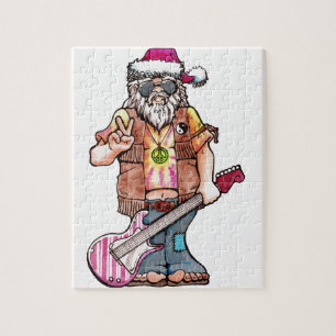 Hippy Santa says "Cool Yule" Jigsaw Puzzle