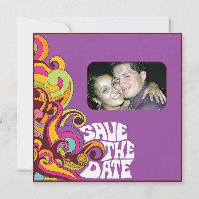 Hippy Save the Date Photo Invitation (Front)
