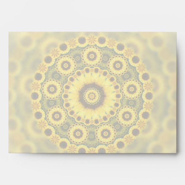 Hippy Sunflower Fractal Mandala Pattern Envelope (Front)