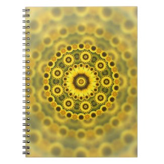 Hippy Sunflower Fractal Mandala Pattern Notebook