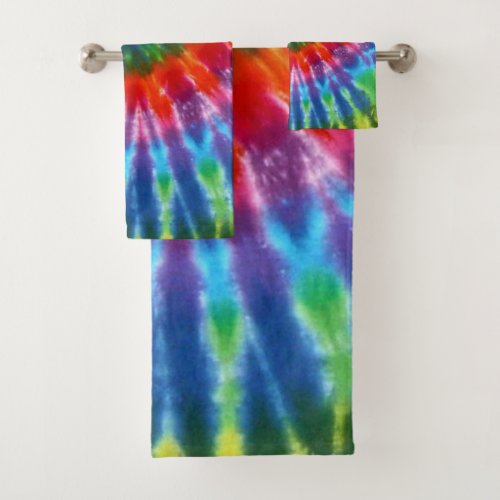 Hippy Tie Dye 60s Retro Colorful Boho Bath Towel Set