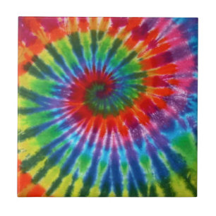 Hippy Tie Dye 60s Retro Colorful Boho Ceramic Tile