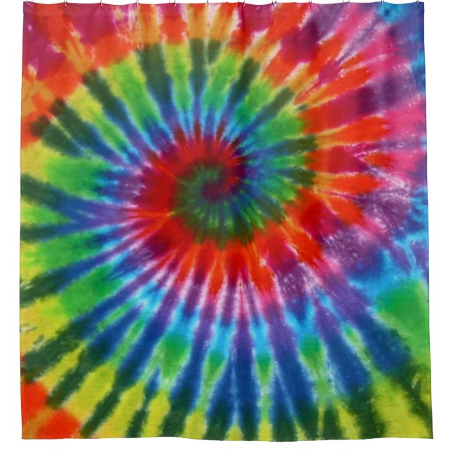 Hippy Tie Dye 60s Retro Colorful Boho Shower Curtain (Front)