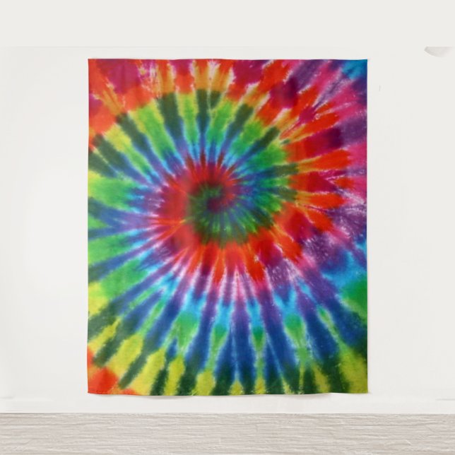 Hippy Tie Dye 60s Retro Colorful Boho Tapestry (Front)