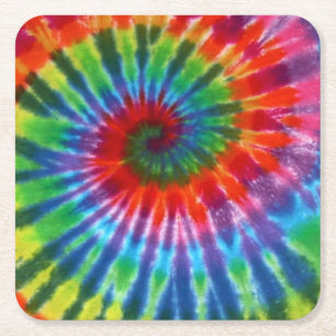 Hippy Tie Dye 60s Retro Colorful Square Paper Coas Square Paper Coaster