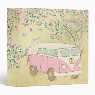 Hippy Van Butterflies and Blossom Gold 3 Ring Binder
