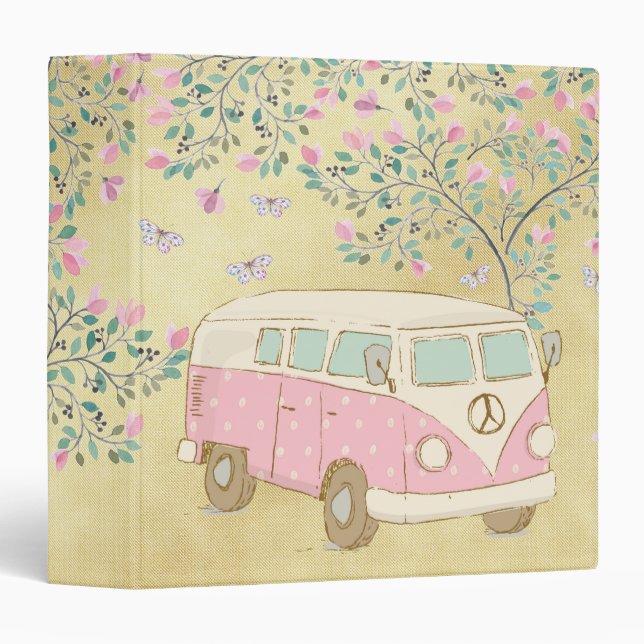 Hippy Van Butterflies and Blossom Gold 3 Ring Binder (Front/Spine)