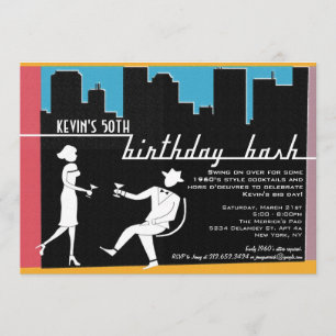 Hipster 1960's Birthday Party Invitation