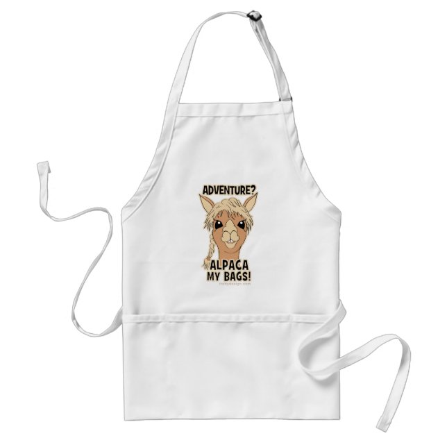 Hipster Adventure Alpaca My Bags Pun Adult Apron (Front)