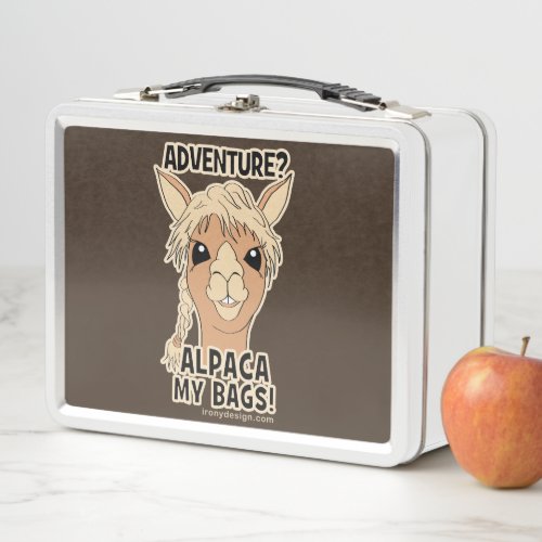 Hipster Adventure Alpaca My Bags Pun Metal Lunch Box