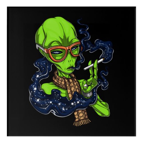 Hipster Alien Space Smoking Extraterrestrial Acrylic Print