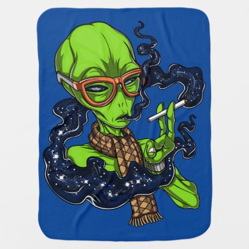 Hipster Alien Space Smoking Extraterrestrial Baby Blanket