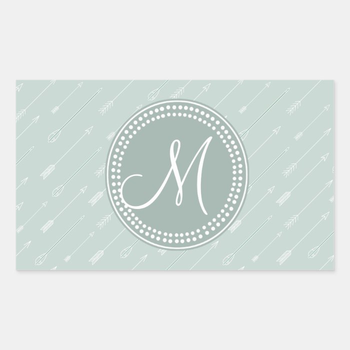 Hipster Arrow Mint Green Monogram Rectangular Stickers