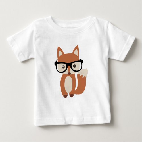 Hipster Baby Fox wGlasses Baby T_Shirt