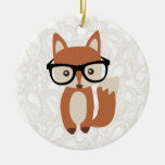 Hipster Baby Fox w/Glasses Ceramic Ornament