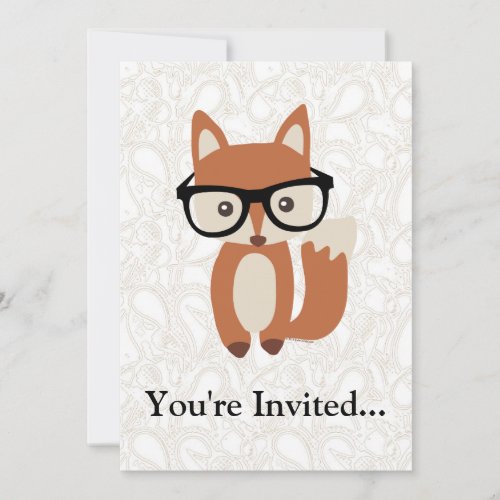 Hipster Baby Fox w/Glasses Custom Invitations
