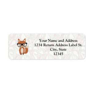 Hipster Baby Fox w/Glasses Label