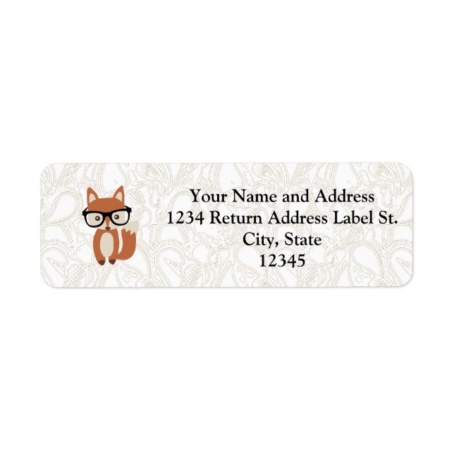Hipster Baby Fox w/Glasses Label (Front)