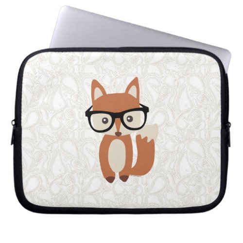 Hipster Baby Fox wGlasses Laptop Sleeve